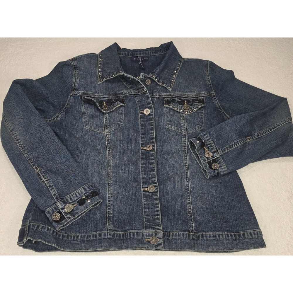 Monroe & Main Women's Denim Jacket Size Large Blue Stretch Cotton
